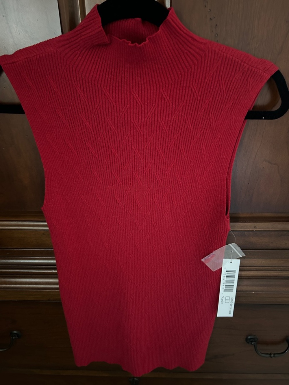 Tribal Red Ribbed Mock Neck Tank